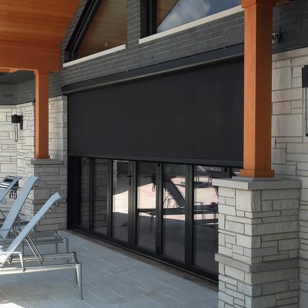 Remote Control Zipscreen Outdoor Blinds Facade Sunshade System For Garden