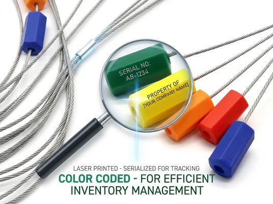 Color Coded Plastic Coated Steel Cable Security Seal Serial Numbered Container Inventory Management