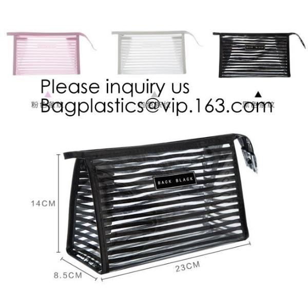 Compact Multi-purpose Handbag-style Transparent Glitter Cosmetic Pouch with Zipper Pocket on the Back, bagease, bagplast