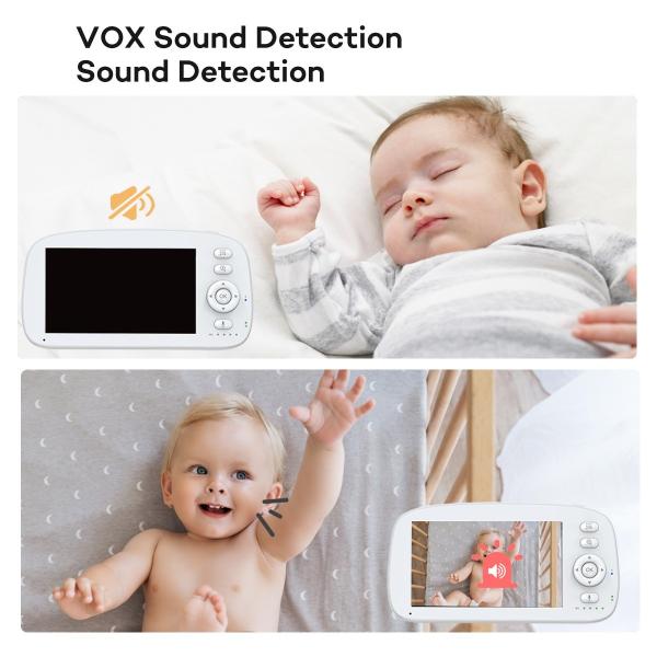 5 Inch Smart Baby Monitor with Pan-Tilt Night Vision and Two-Way Audio