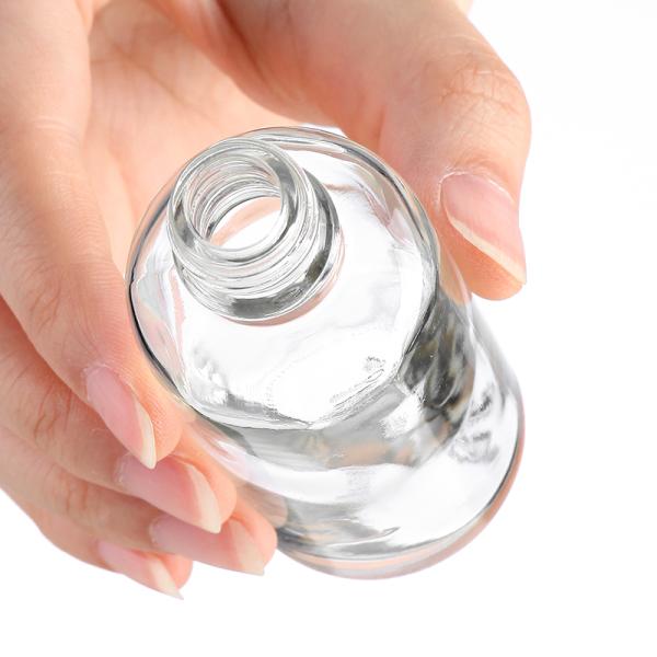 30ml Mini Round Glass Bottle with Maple Leaf Pattern Capacity 30ml Sealing Type Crown Cap