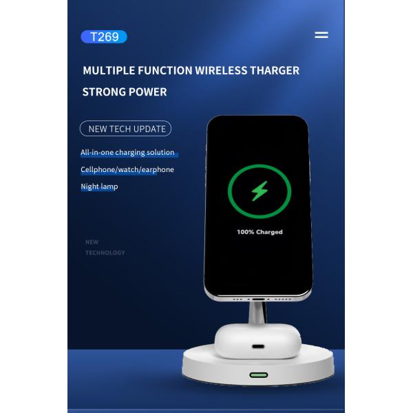 15W 3-In-1 Multifunctional Wireless Charging Stand