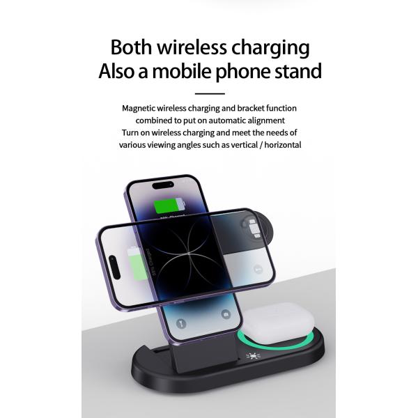 Multifunction 5V/1A Wireless Charger - 3 In 1 QI Wireless Charger