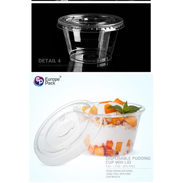 New products eco friendly transparent 120ml PET pudding cup with flat lid