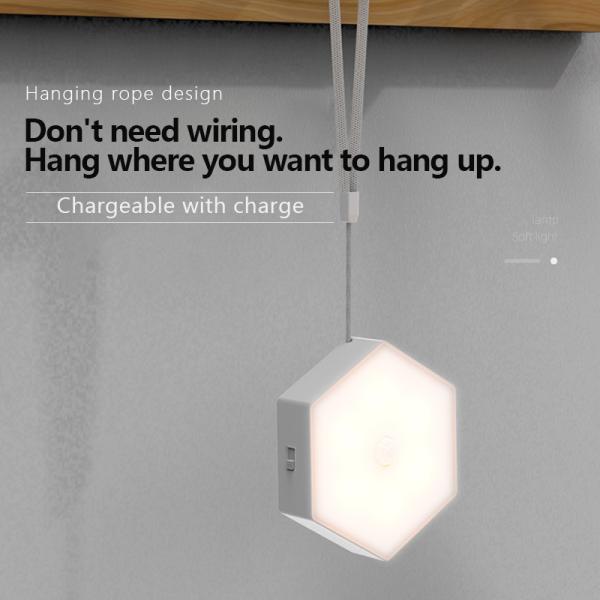 Hexagonal 70LM 4.5VDC Battery Operated Motion Sensor Light Intelligent Control