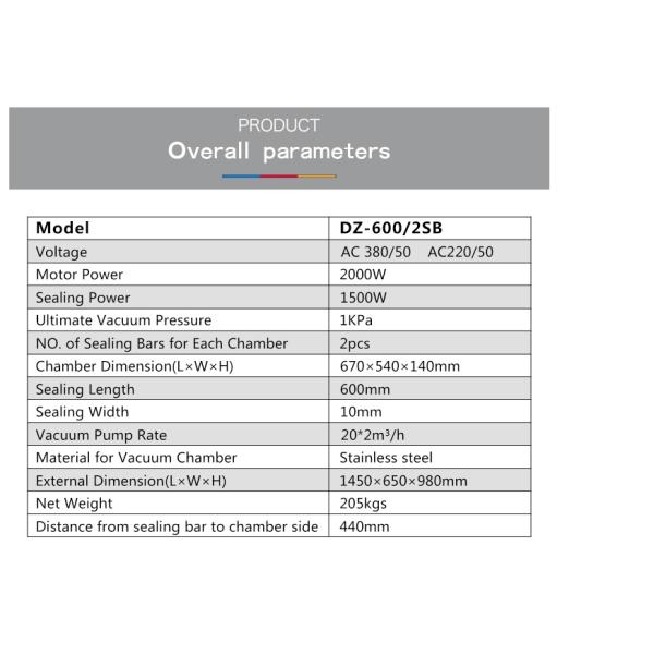 DZ-600/2SB Automatic Large Double Chamber Vacuum Packing Machine for Food Packaging