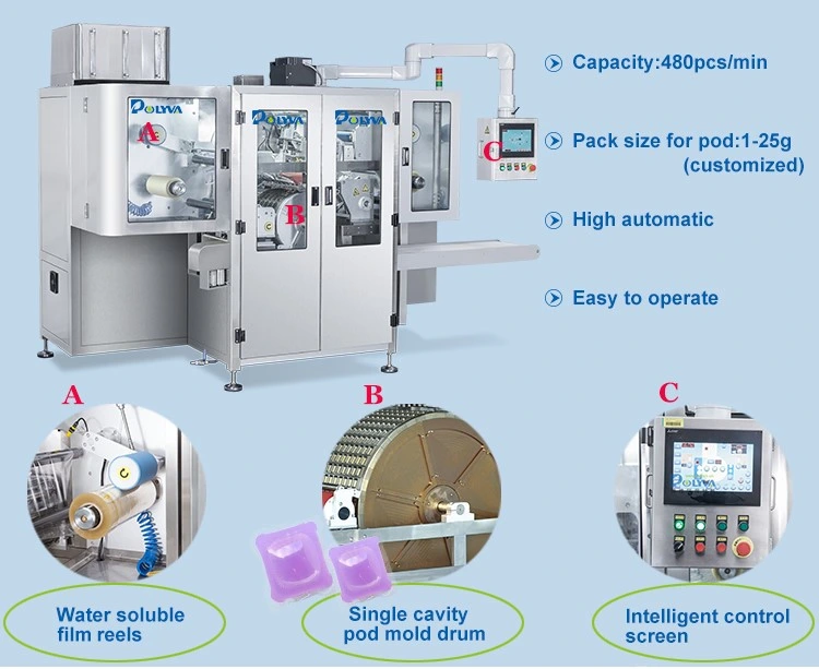 Automatic Pouch Capsule Packaging Machine PVA Water Soluble Film Washing Detergent