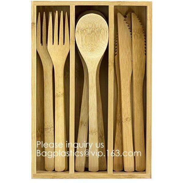 12-Piece Reusable Bamboo Flatware Set with Portable Storage Case,Chopping Board,Cheese Board,Pizza Board,Drawer Organzie