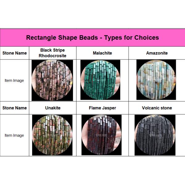Natural Unakite Malachite Rectangle Square Shape Gemstone Bead Strands for DIY Jewelry