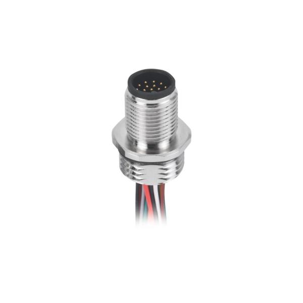Pg9 Chassis Side Thread M12 Panel Connector 17 Pin Front Mount With 0.5m Single Wires