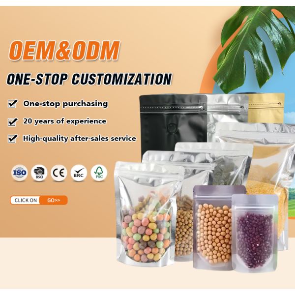Premium Stand up Pouch Clear Resealable Plastic Zip Lock Bag for Snacks Candy Coffee Cereal Storage