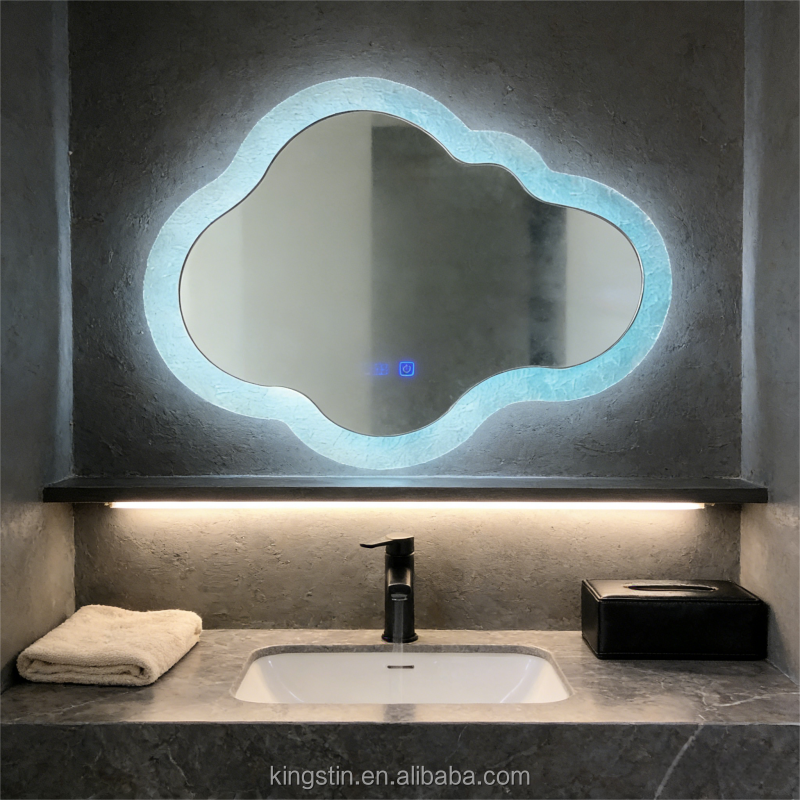 Kingstin Cloud Shape LED Mirror Smart Touch - Dimmable Backlit Vanity Mirror for Bathroom/Living Room/Dressing Table