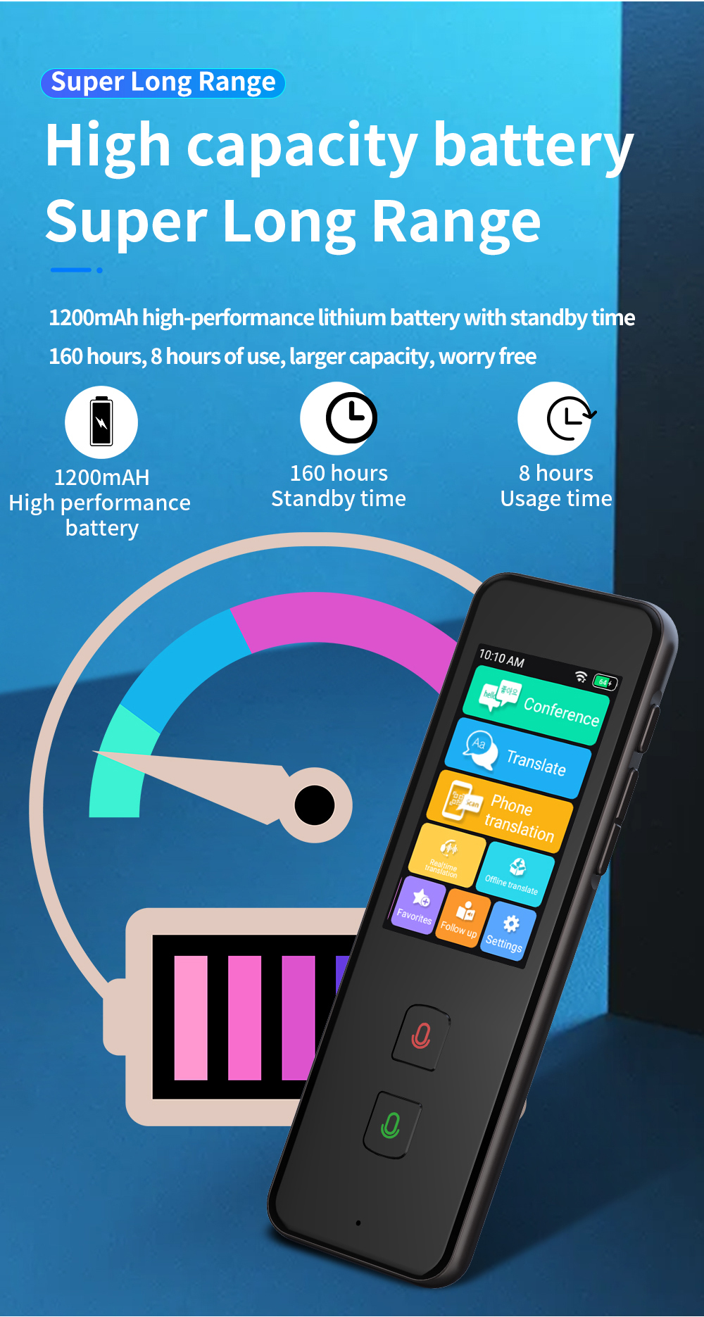 Smart Handheld Translation Device Multi Language Real Time Offline Voice Translator