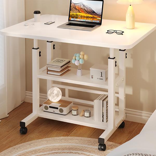 DNZ-16 Sofa Side Bed Student Study Table Adjustable Computer Desk Wood with Mobile Wheels Working Station