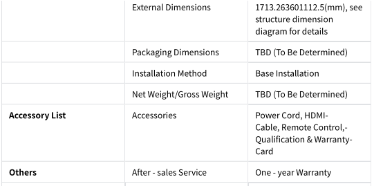 77 Inch Transparent Oled Screen Desktop Embedded 4K Suitable For Smart Conference Rooms