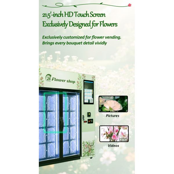 Flower Vending Machine Equipped with Smart Inventory Control and Refrigerated Compartments for Fresh Flower Sales Anytime