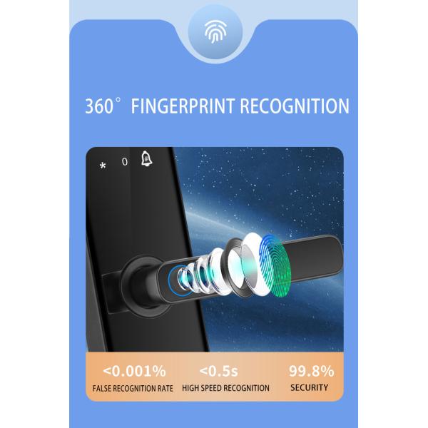 Type-C Charging Smart Door Lock Tuya App Remote Control with Fingerprint Camera