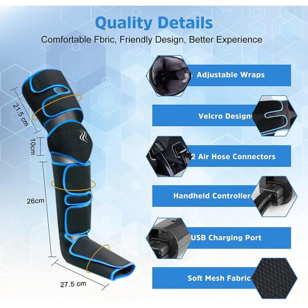 OEM ODM Electric Air Compression Leg Massager With Knee Heating