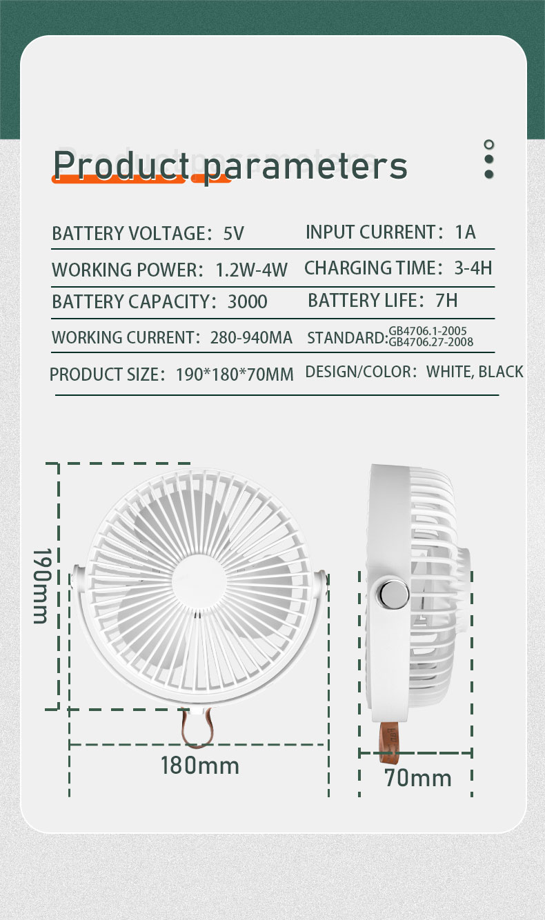 Rechargeable Mini Outdoor Ceiling Mini Battery Small Rechargeable With Led Light Stand Tripod Desk Foldable Camping Fans