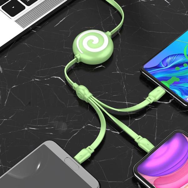 Silicone MAX 3A 100cm Multi Fast Charging Cable For Android 3 In 1