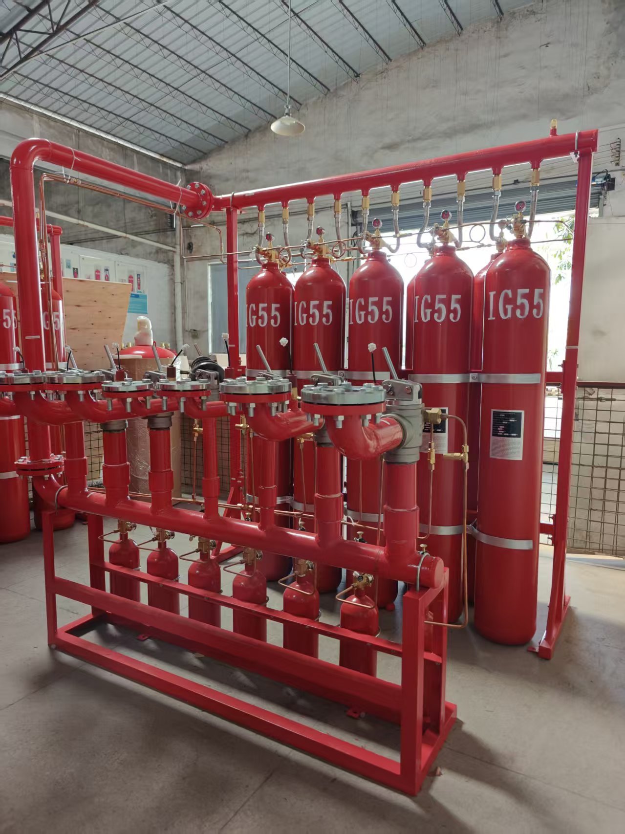IG55 Fire Suppression System with 50% Nitrogen 50% Argon Automatically Actuated for Multiple Zones Management