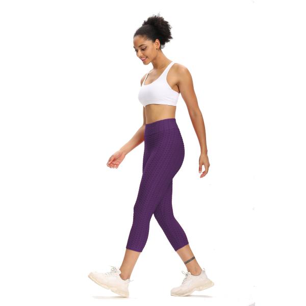 Purple Quick Dry High Waisted Yoga Pants Active Stretch Exercise Pants