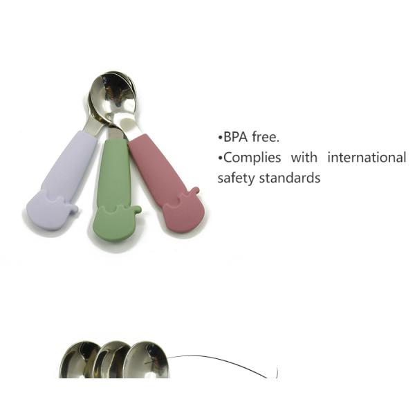 Customized Pantone Color Silicone Feeding Spoon Kids Tableware Flatware
