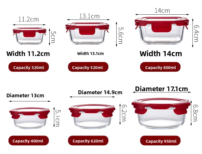 High Borosilicate Microwaveable Glass Bento Box Heating Function Lunch Box Special Meal Box for Office Workers