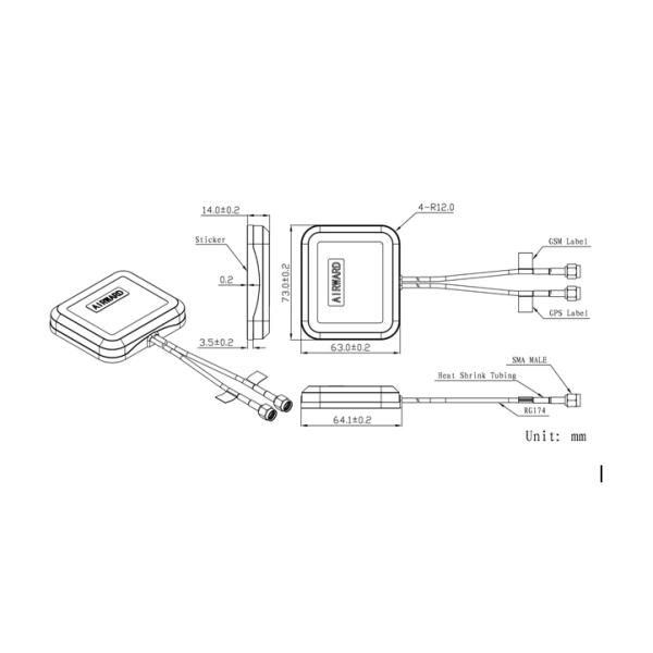 Magnetic Or Adhesive 28 Dbi Combo Antenna For Car Tracking System