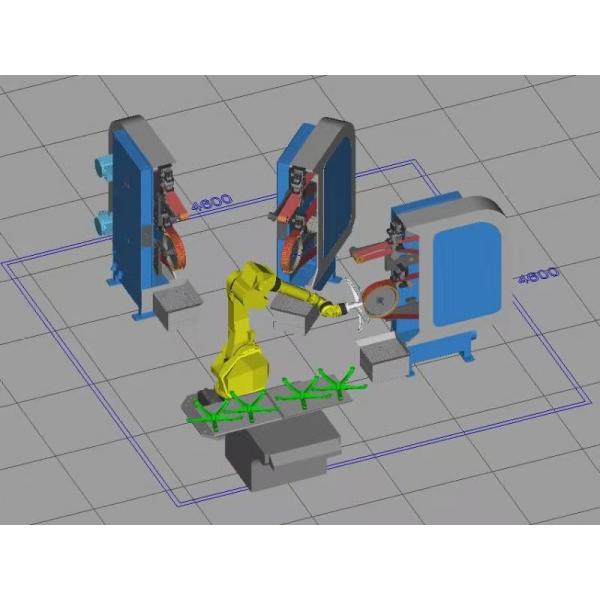 Full Automatic Robot Polish System FUNAC Robot Cell Metal Deburring Machine 380V