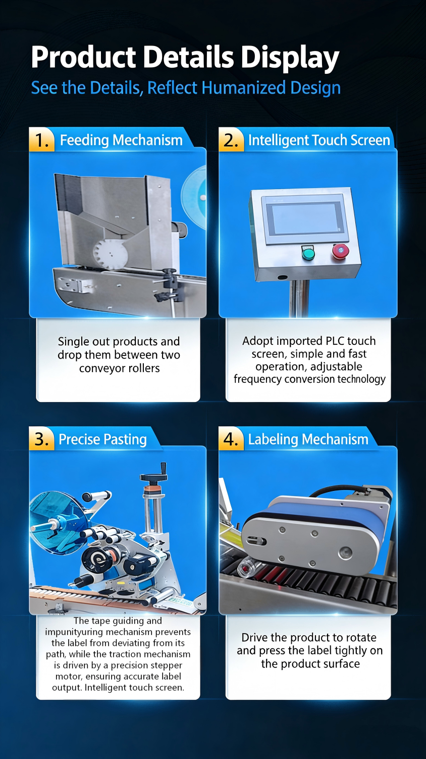 Full Automatic Horizontal Round Bottle Labeling Machine CH-305 for Plastic and Glasses Bottles