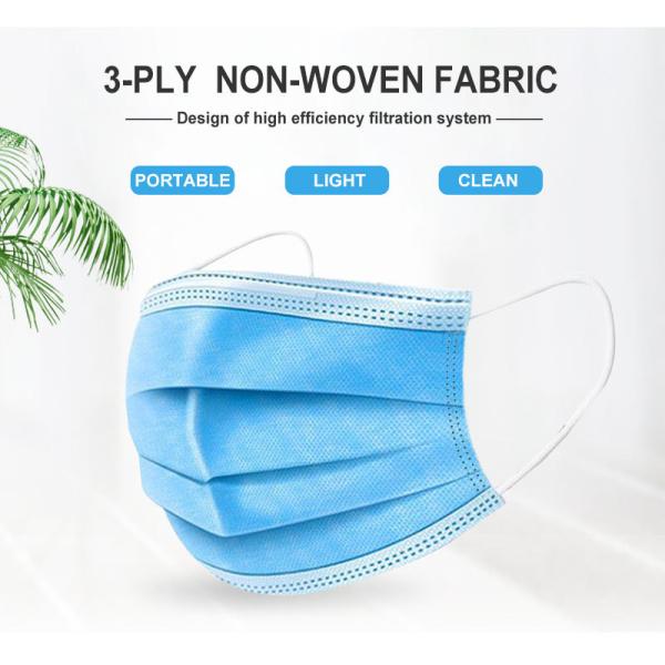 Blue Disposable Earloop Face Mask Highly Breathable Optional Color Soft