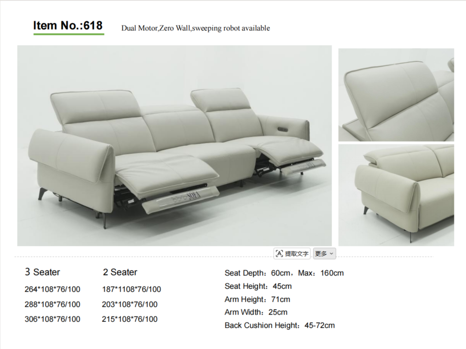 Modern Recliner Sofa with Adjustable Headrests – High Back