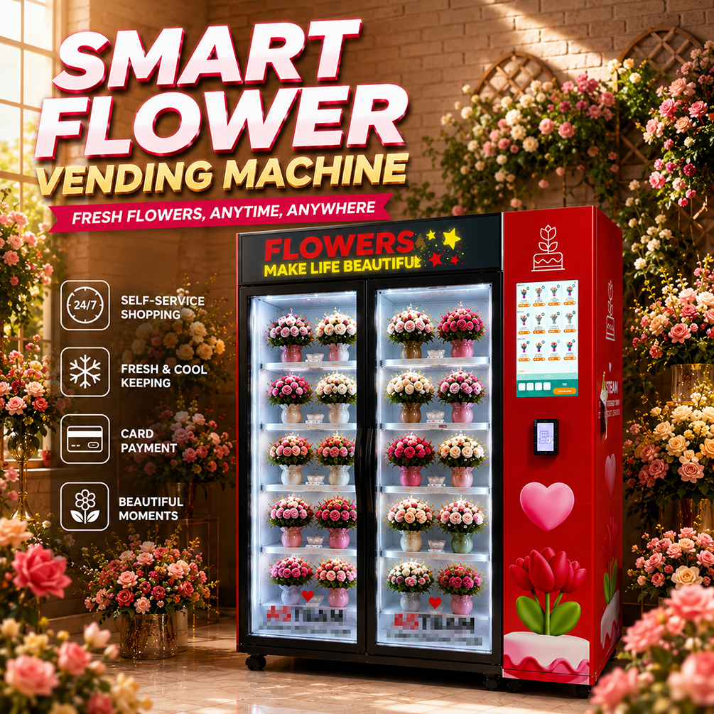 Commercial Flower Vending Machine with Temperature-Controlled Freshness, Automatic Self-Service Shopping, Card Payment and Customizable Flower Storage