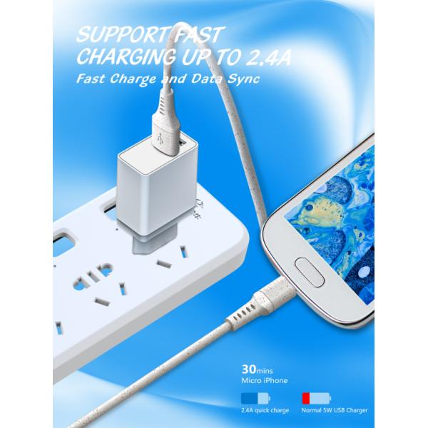Wheat Straw PD USB Data Cable Android Micro 2.4A Fast Charging Cable