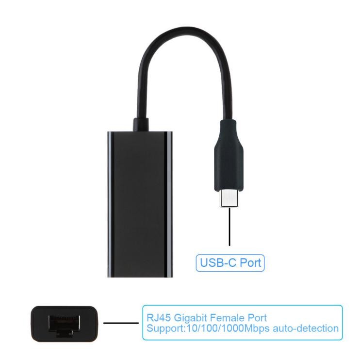ABS Ethernet 10M 100M 1000M Usb Type C To Lan Adapter