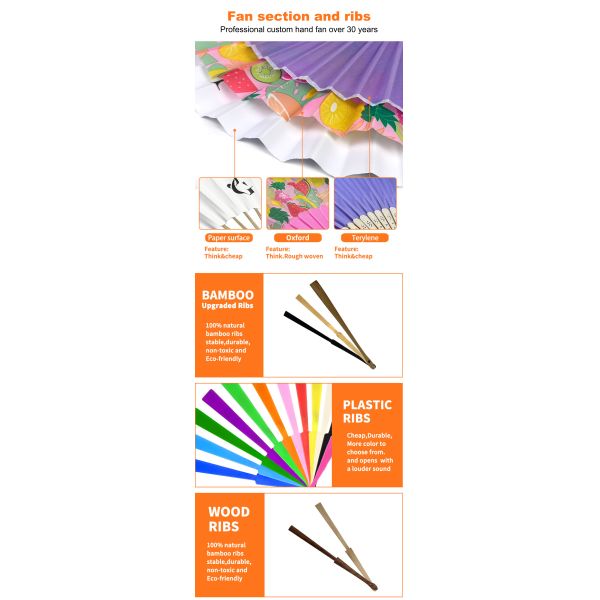 High Quality Personalized Custom Printing Wedding Bamboo Handheld Foldable Hand Fan