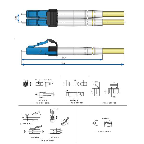 Mini LC Fiber Optic Patch Cord with OM3 LSZH Jacket , OS1 / OS2 / OM1 / OM2