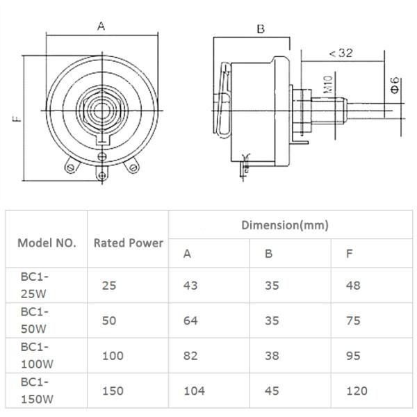 BOCHEN Factory Custom BC1 High Power Wirewound Adjustable Variable Power Resistor Rheostat