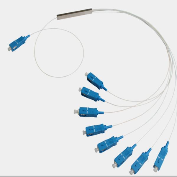 1×8 PLC Fiber Optic Splitter, ABS Package, 0.9mm Cable for FTTX networks / PON Networks