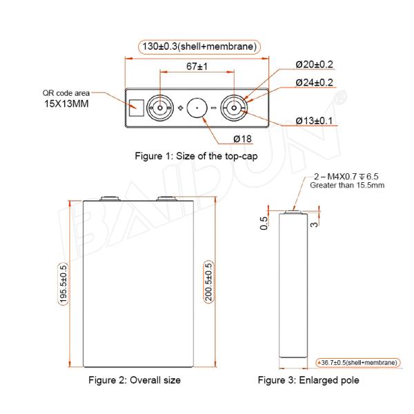 3500 Cycles M4 Thread Lithium Phosphate Battery