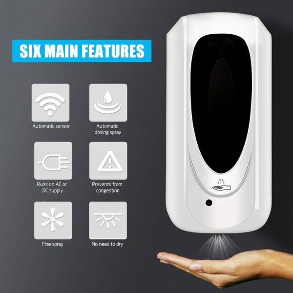 Three modes of automatic sensor soap dispenser (spray, foam, drip) wall-mounted.