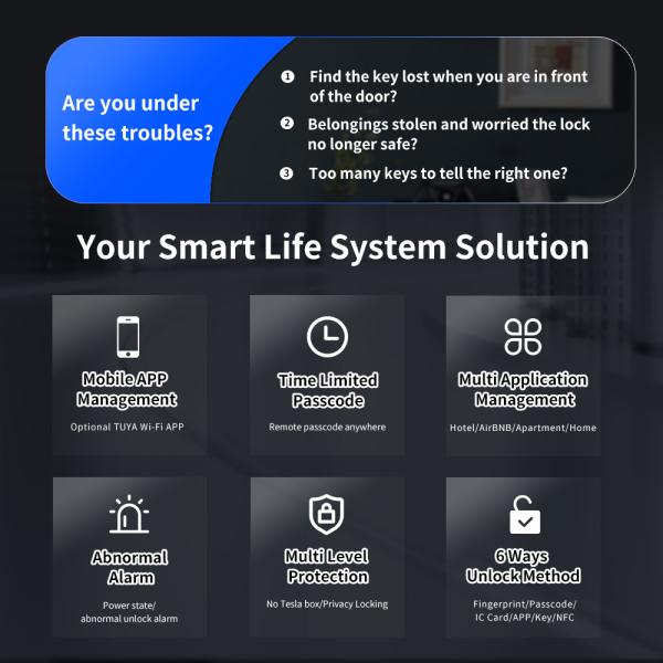 Fingerprint Recognition Electronic Door Lock Keyless Wireless With Tuya App