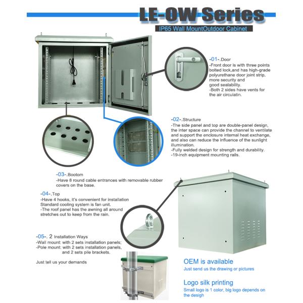 Durable Server Rack Cabinet 19 Inch 600mm Width 800mm Depth Outdoor Network Cabinet with IP65 Protection