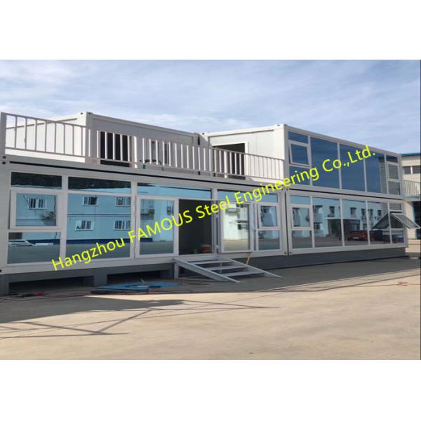 Foldable Flat Pack Prefab Container House With Glass Facade Decoration For Office Use