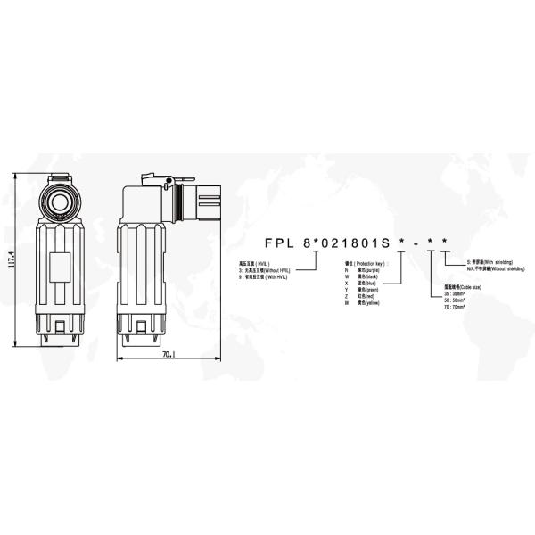 Battery Cable Touchproof Locking DC Power Connector LV215 Standard