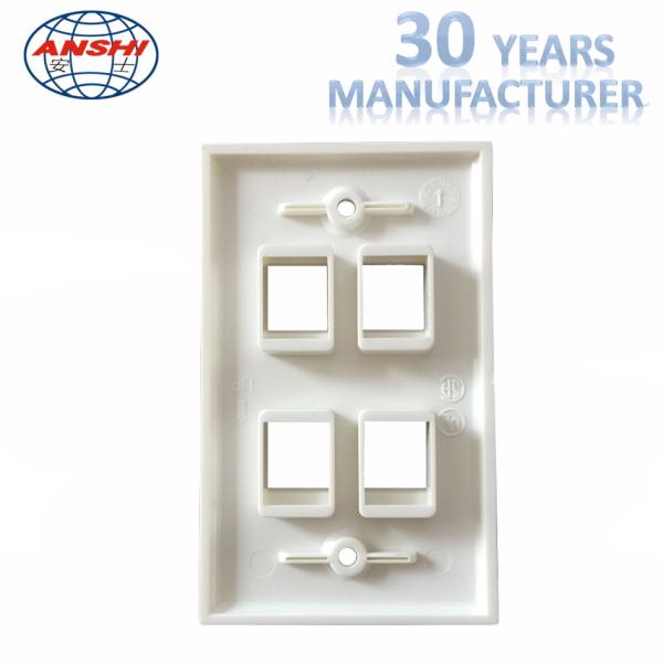 Wall Socket Network Cable Faceplate ABS Material Us Type With Four Port OEM