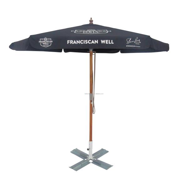 Stable Structure Wooden Umbrella with Pongee Panel Material and 2.5m Open Diameter