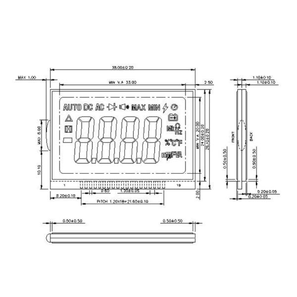 3V Positive Transmissive LCD Display TN LCD Seven Segment Display
