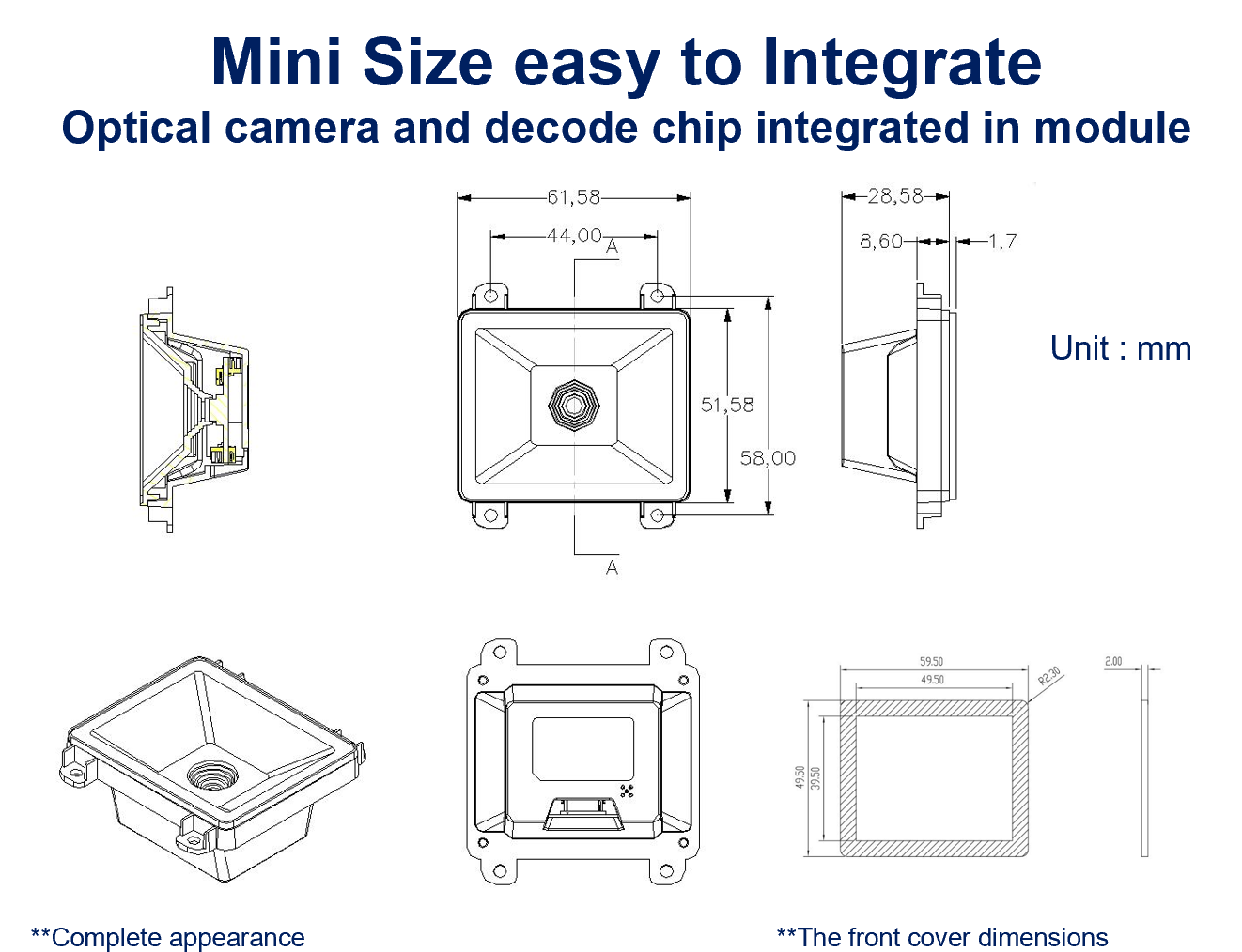 Embedded 1D 2D QR Code Scanner Module Auto Scan Programmable For IOT Machine